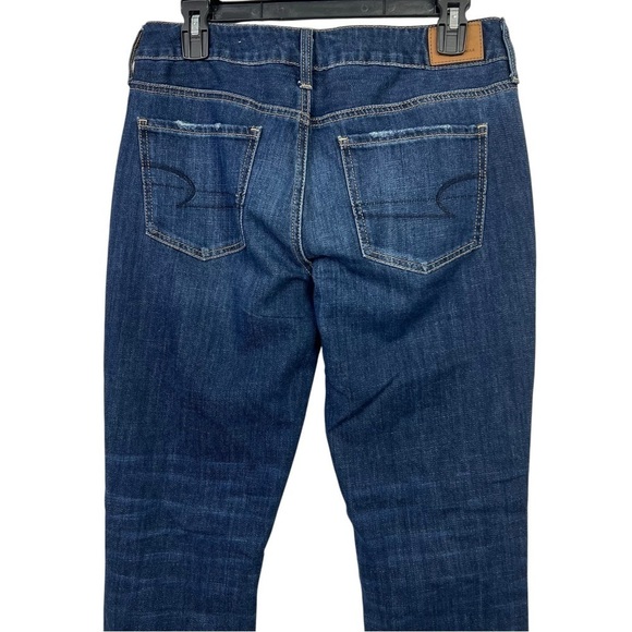 American Eagle Outfitters Womens Blue Jeans Sz 4 Tomgirl Button Fly Distress/Rip - Picture 4 of 15